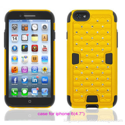 Crystal Diamond Hybrid Phone Case for iPhone 6 & iPhone 6 Plus, Rhinestone Studded, PC+SiliconeNew